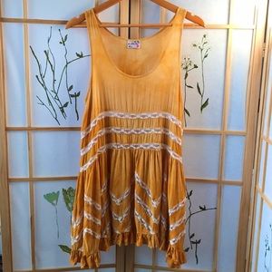 Free People Low Immersion Dyed Voile & Lace Slip Dress